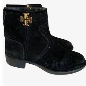 Tory Burch Eloise Black Distressed Suede Boots
